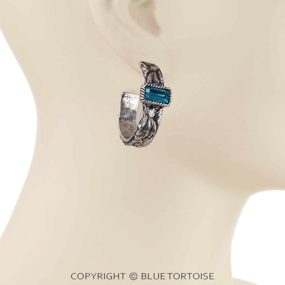 Western Rhinestone Hoop Earrings - Image 2