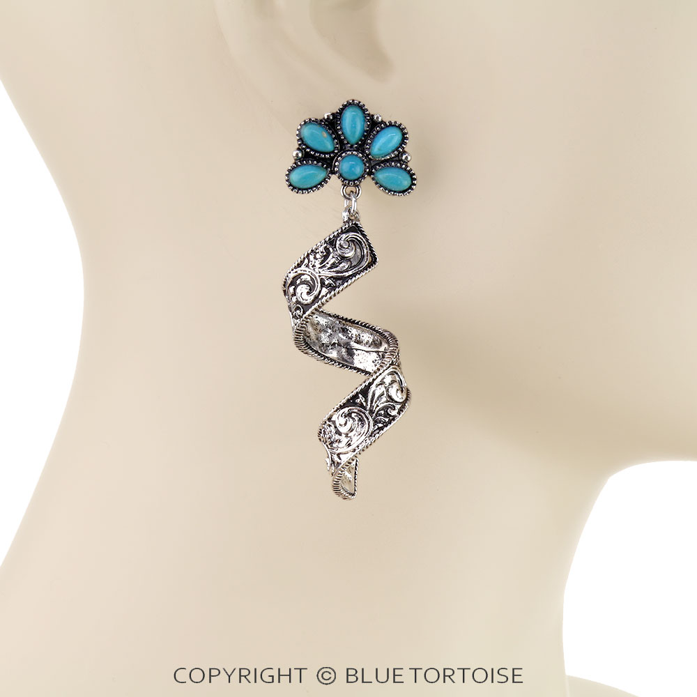Western Filigree Spiral Concho Stud Earrings - Image 2