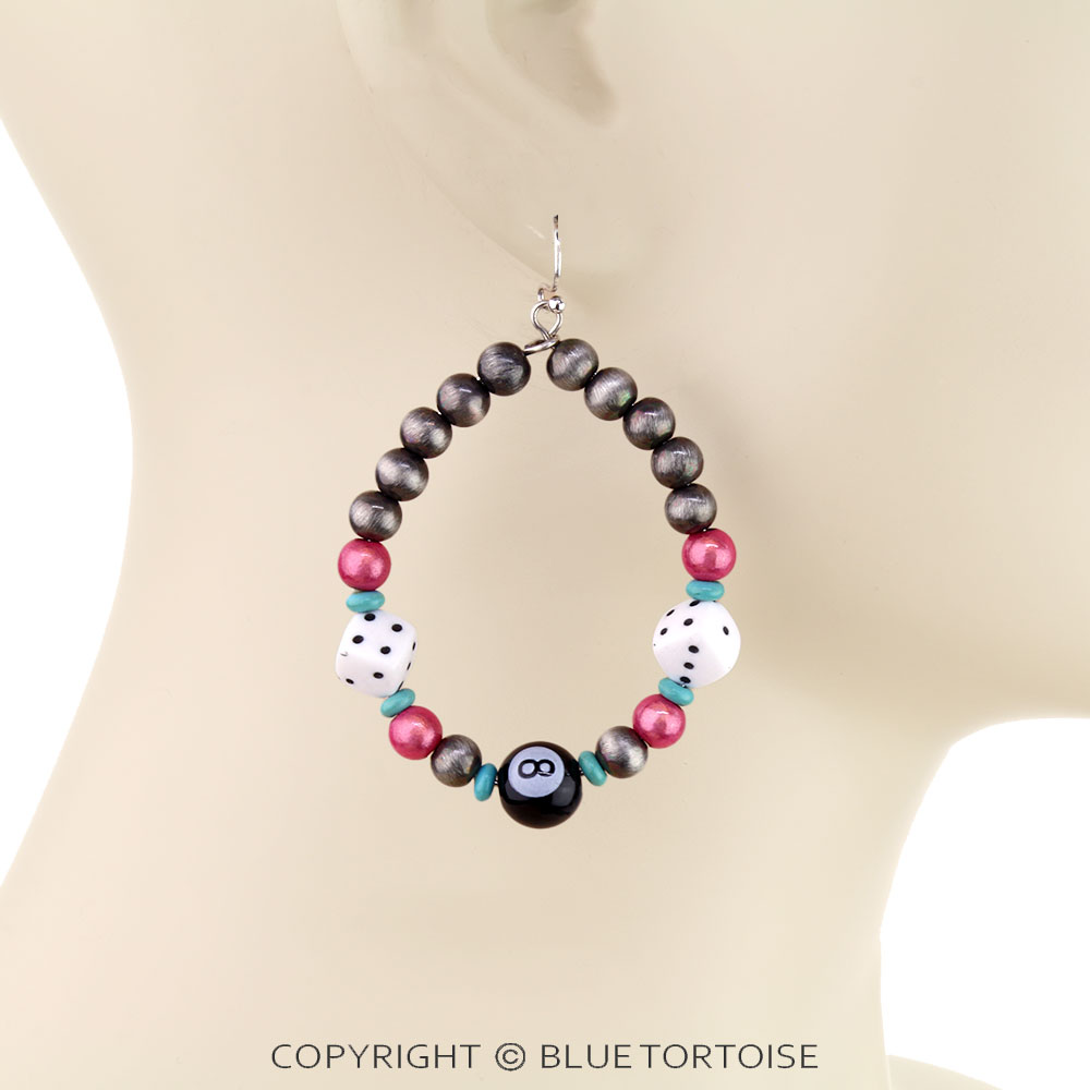 8 Ball & Dice Fun Bead Dangle Earrings - Image 2