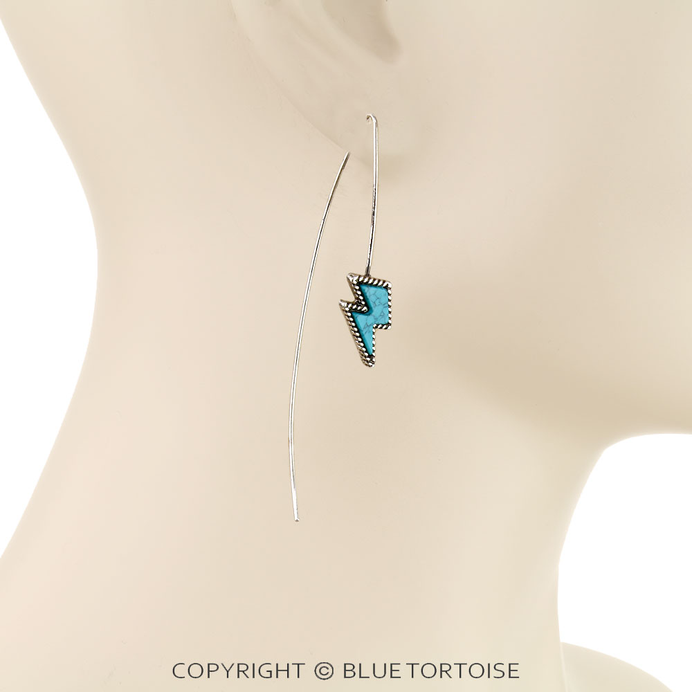 Western Thunder Hand Stone Hook Earrings - Image 2