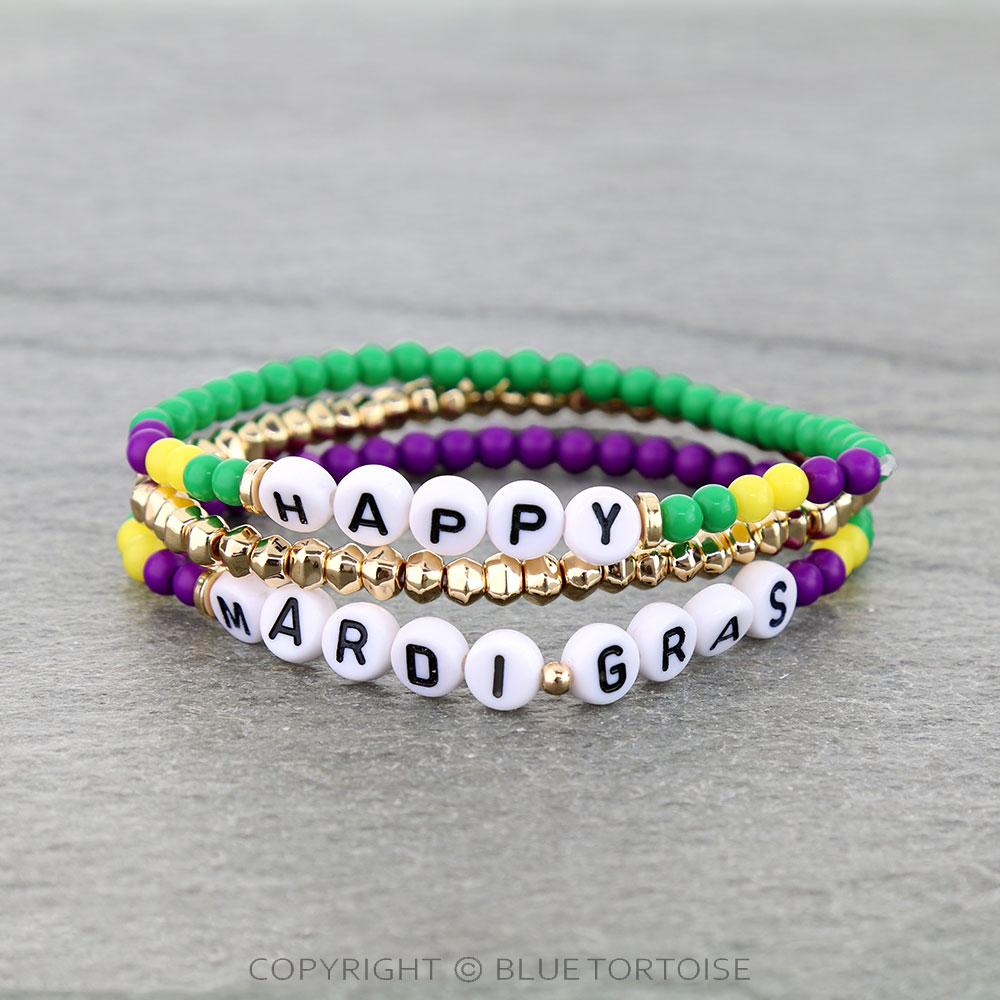Happy Mardi Gras Stackable Bracelets