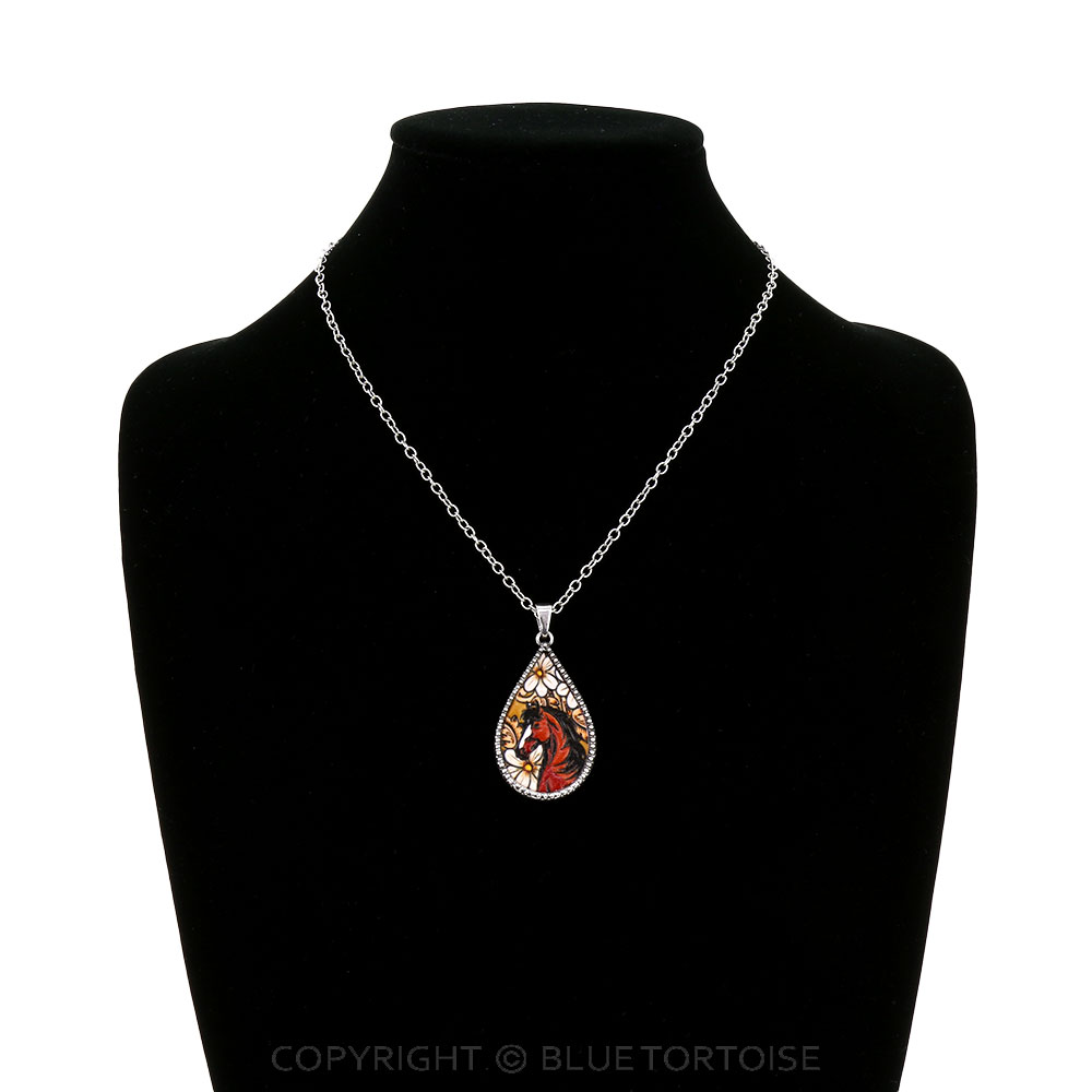 Western Teardrop Tooled Leather Necklace - Image 2
