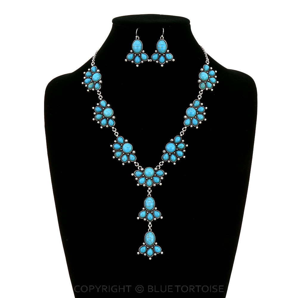 Western Concho Stone Y Necklace Set - Image 2