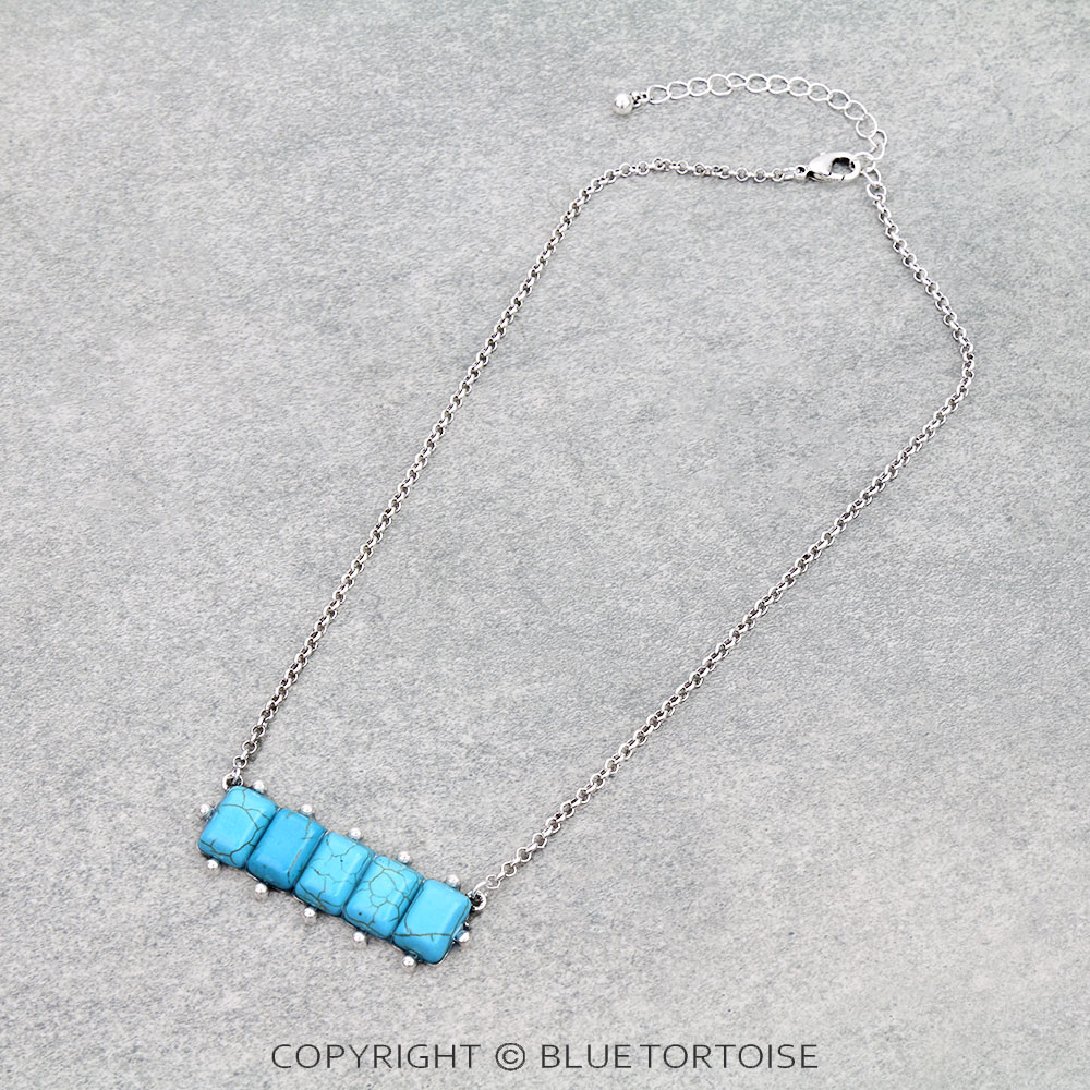 Western Ball TXR Bar Stone Necklace
