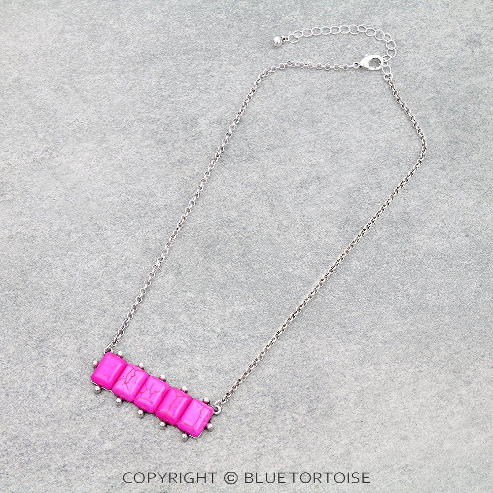 Western Ball TXR Bar Stone Necklace