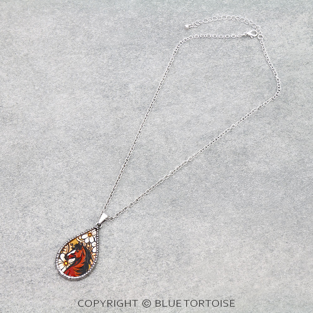 Western Teardrop Tooled Leather Necklace