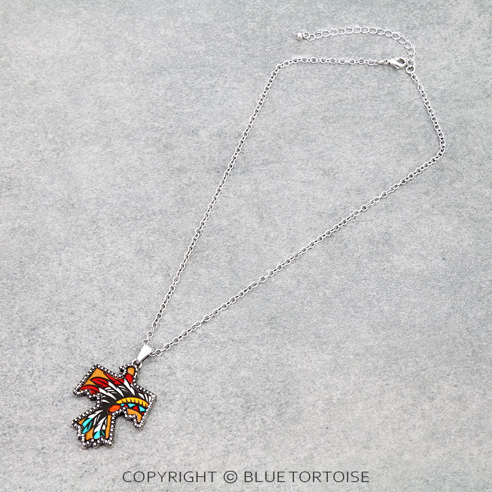 Western Thunderbird Tooled Leather Necklace