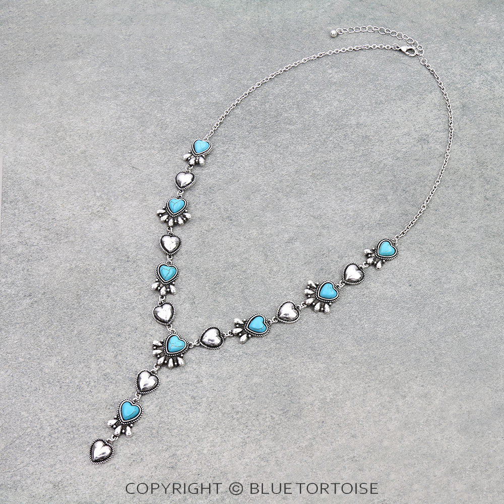 Western Heart Semi Stone Y Necklace