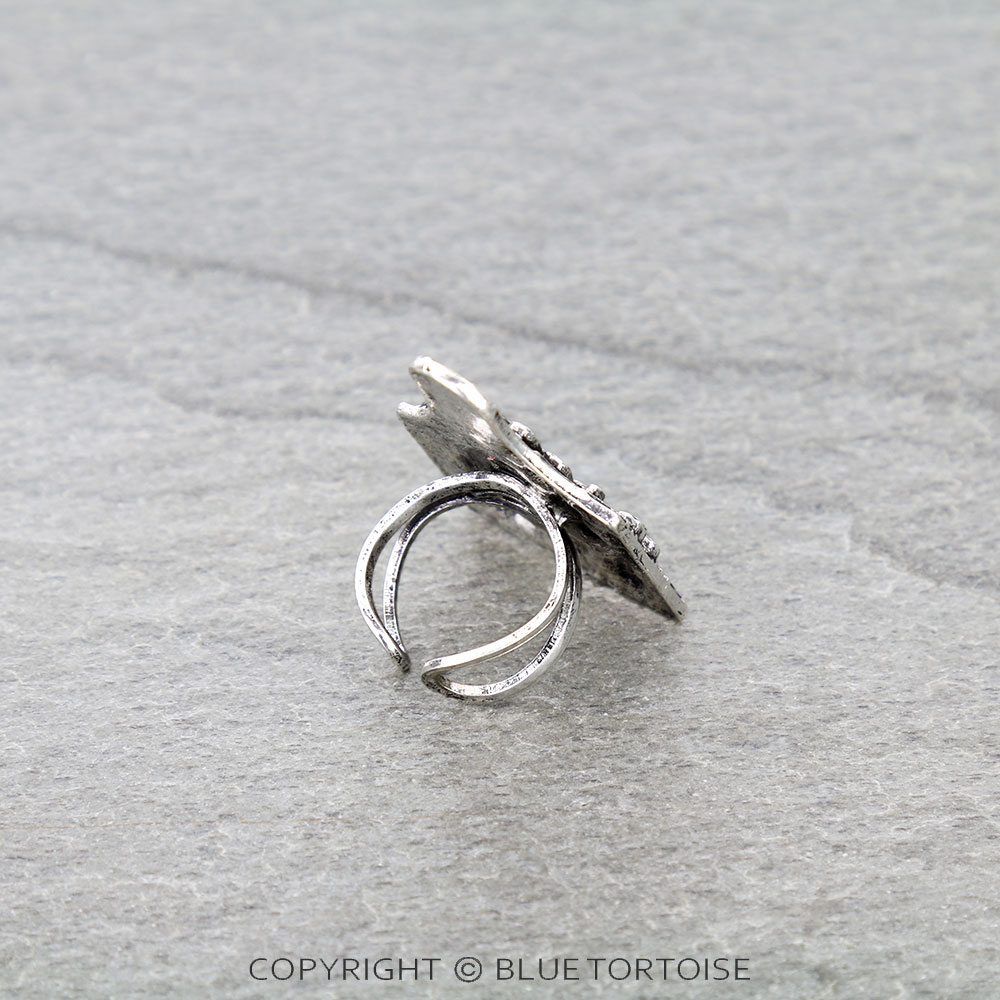 Western Checker Spade Ear Tag Cuff Ring - Image 2