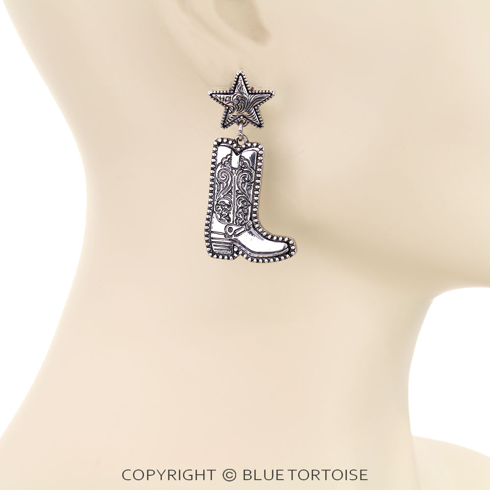 Western Boot Engraved Stud Earrings - Image 2