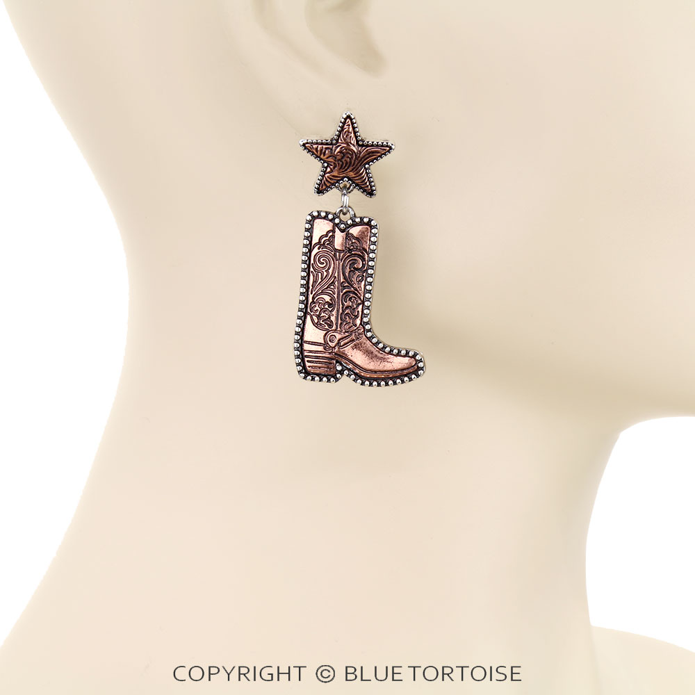Western Boot Engraved Stud Earrings - Image 2