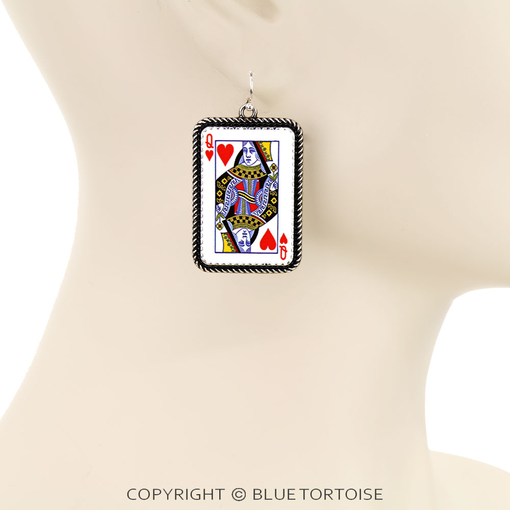 Queen of Hearts Rectangle Dangle Earrings - Image 2