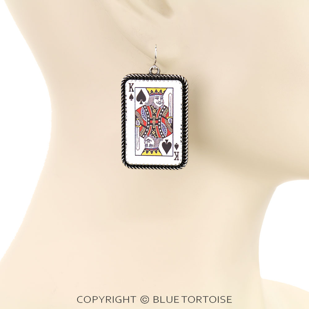 King of Spades Rectangle Dangle Earrings - Image 2