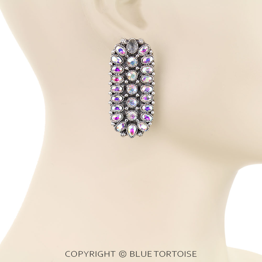 Western Oval Concho Stone Stud Earrings - Image 2