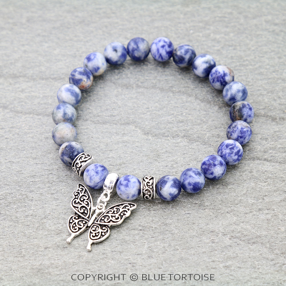 Tailored Butterfly Gemstone Stretch Bracelet