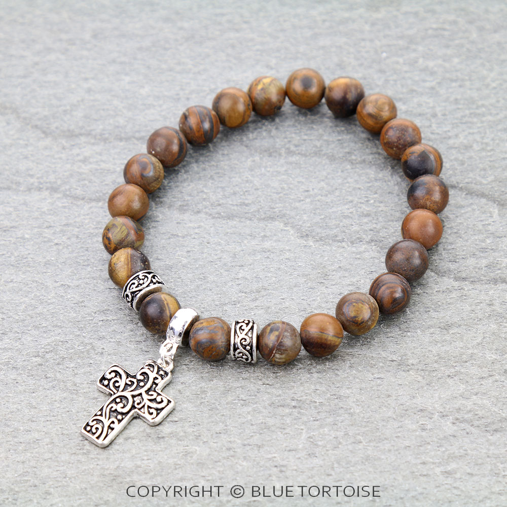 Tailored Cross Gemstone Stretch Bracelet