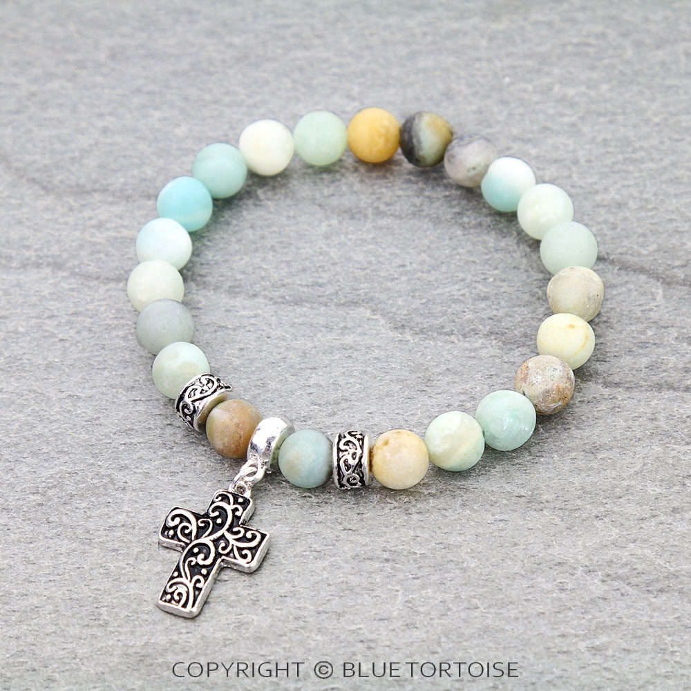 Tailored Cross Gemstone Stretch Bracelet