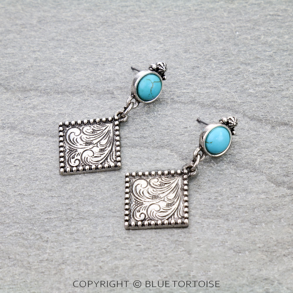 Western Diamond Engraved Stud Earrings