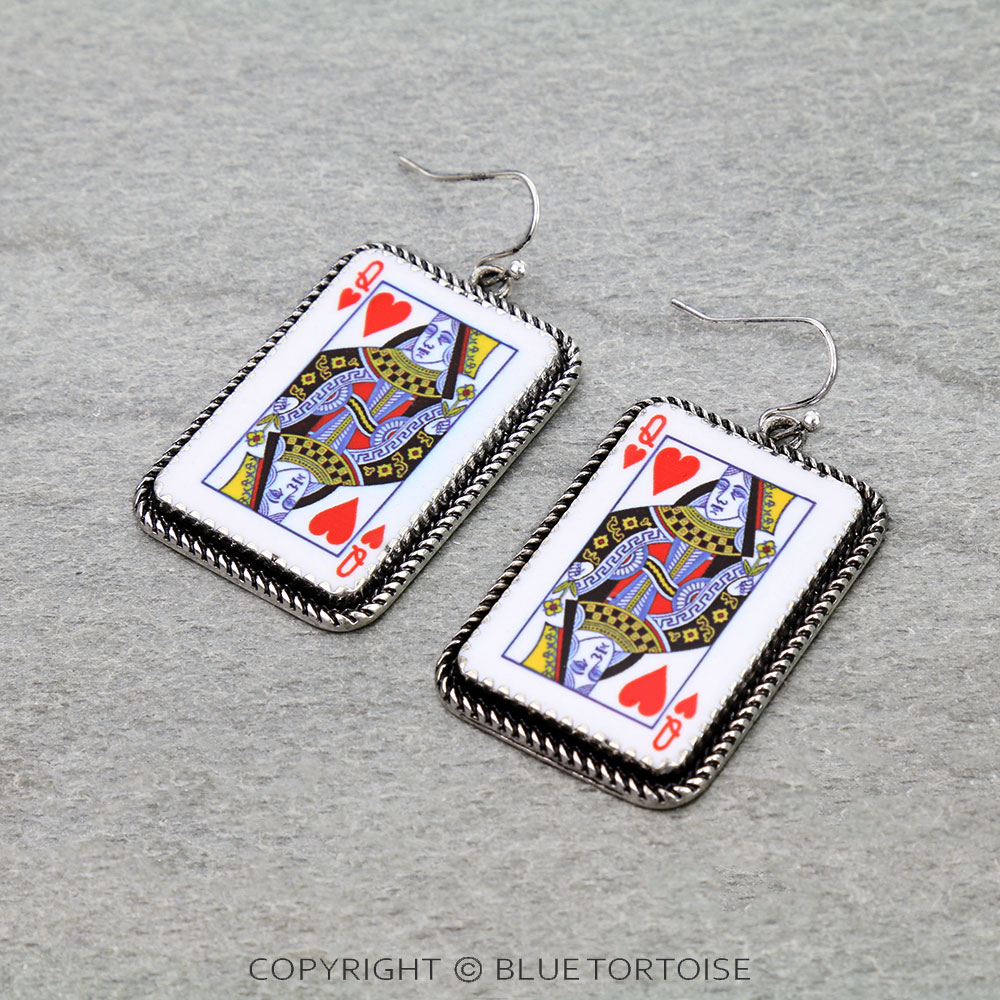 Queen of Hearts Rectangle Dangle Earrings