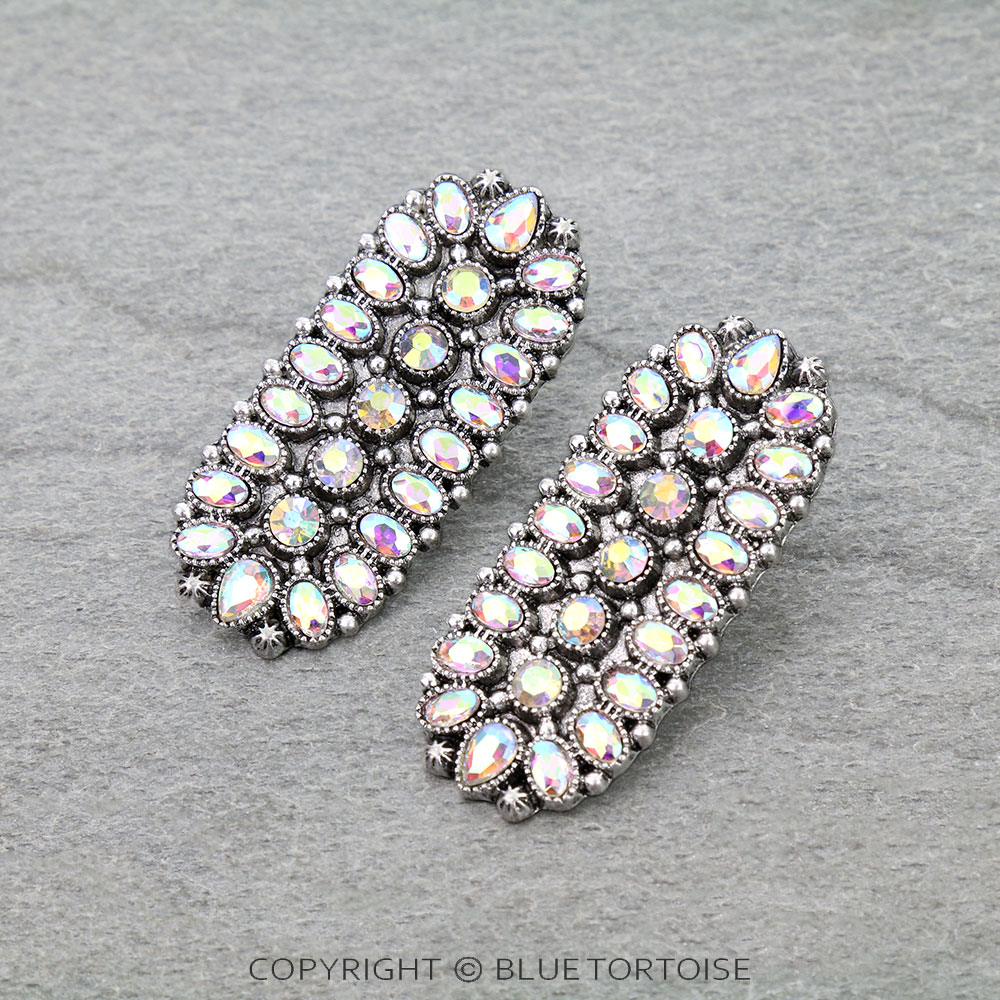Western Oval Concho Stone Stud Earrings