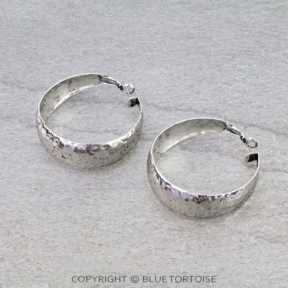 1.75" Hammered Hoop Earrings