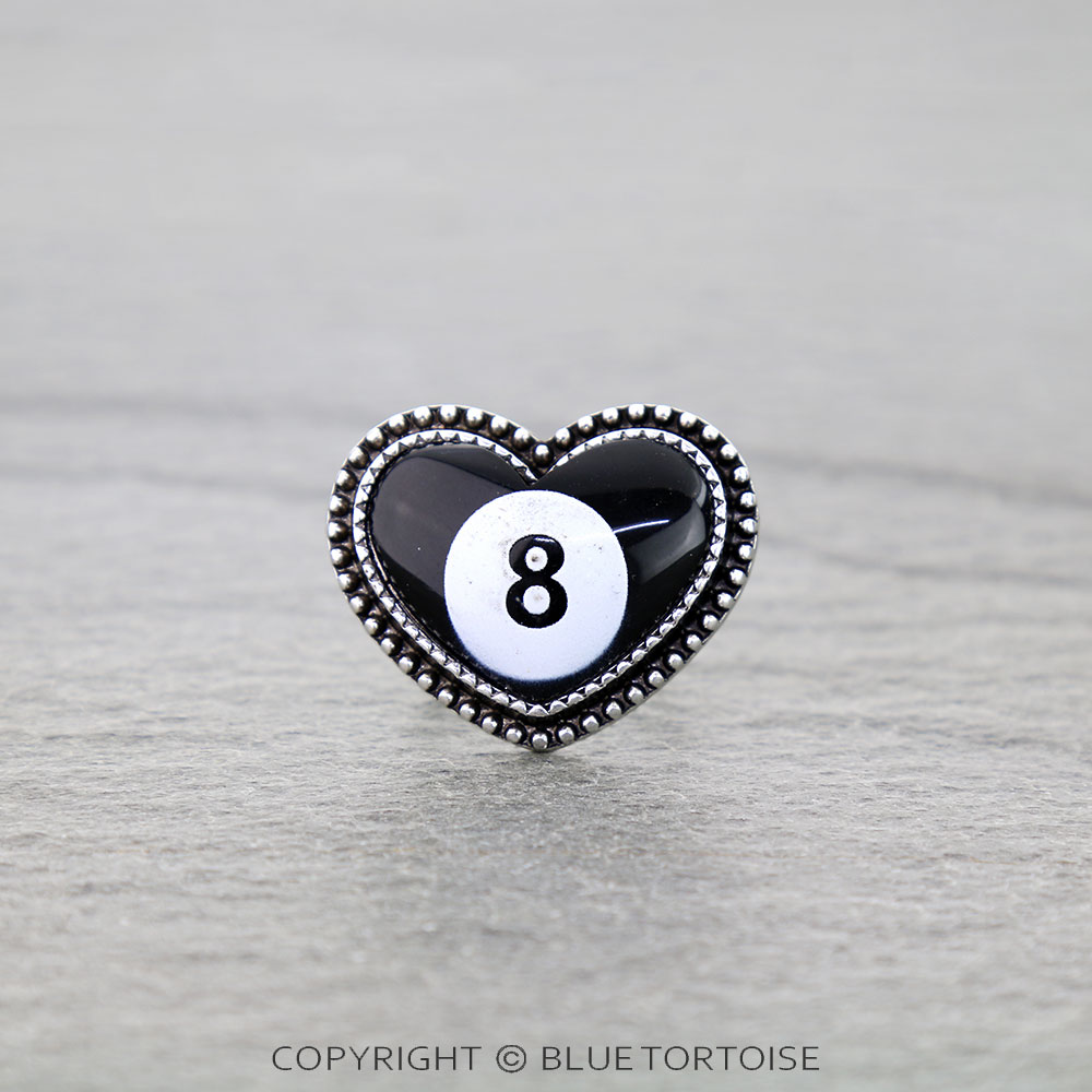 Heart Shape 8 Ball Cuff Ring