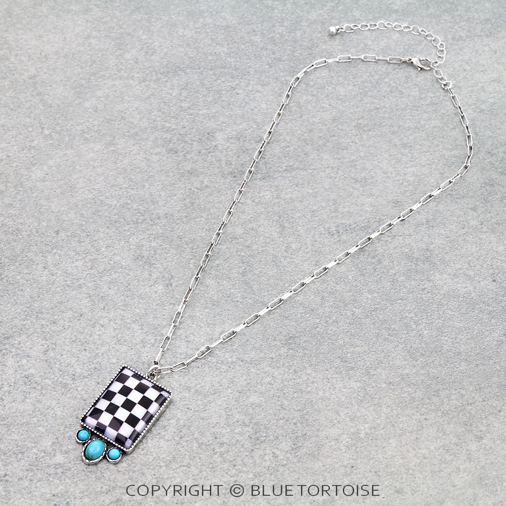 Western Rectangle Checker Necklace