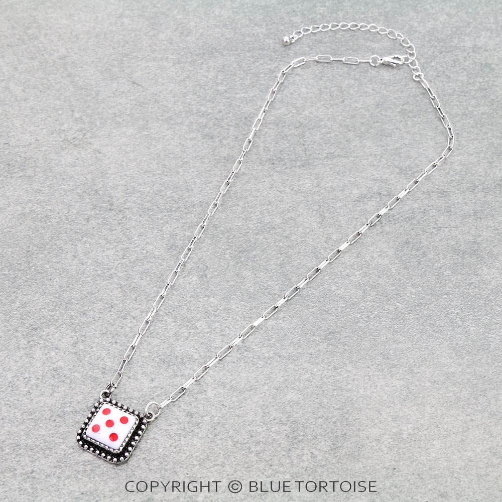 Western White Dice Necklace