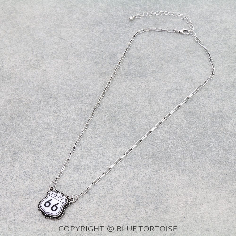 Route 66 Sign Necklace