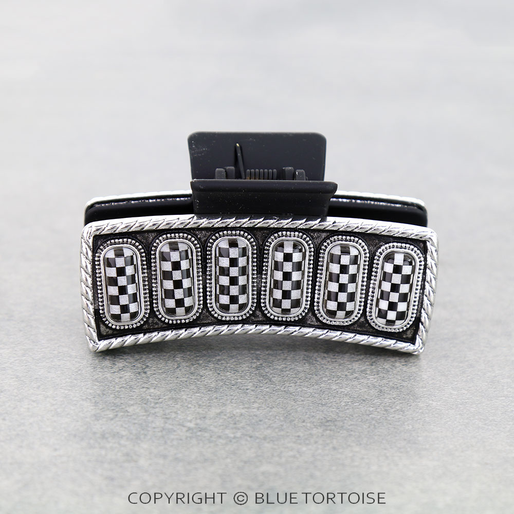 Western Checker Pattern Hair Claw Clip - Image 2