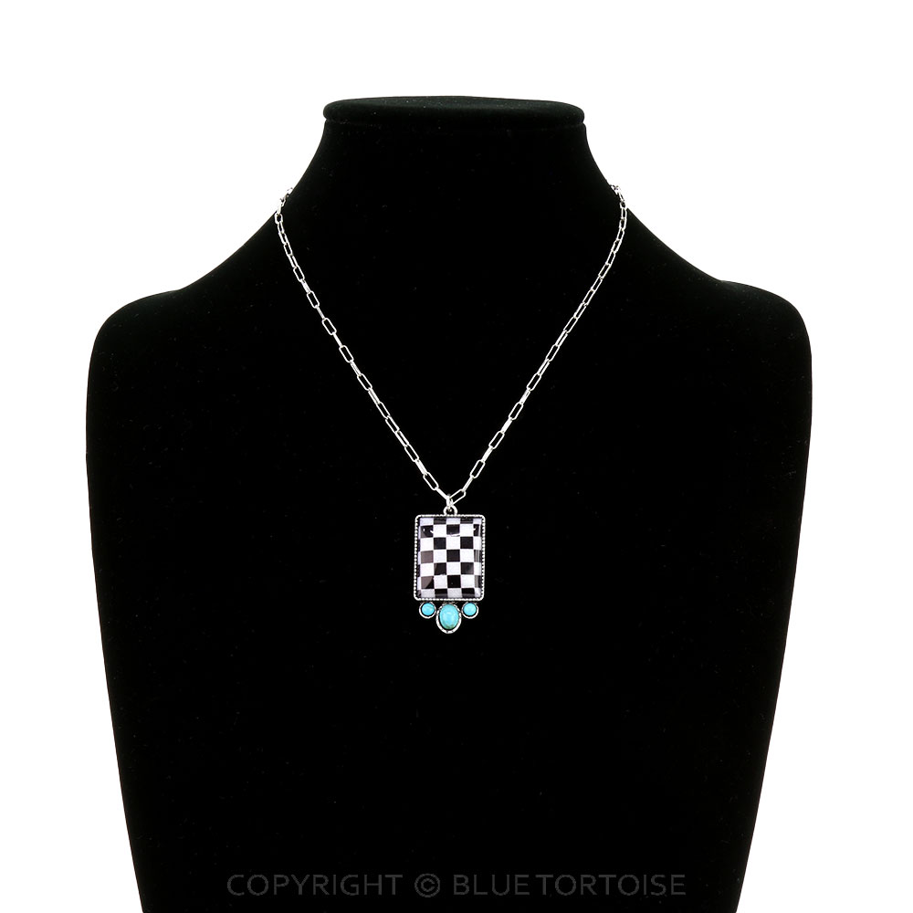 Western Rectangle Checker Necklace - Image 2