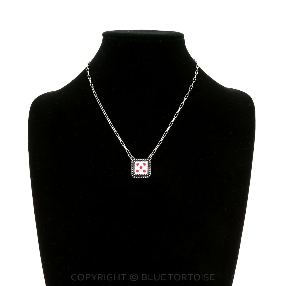 Western White Dice Necklace - Image 2