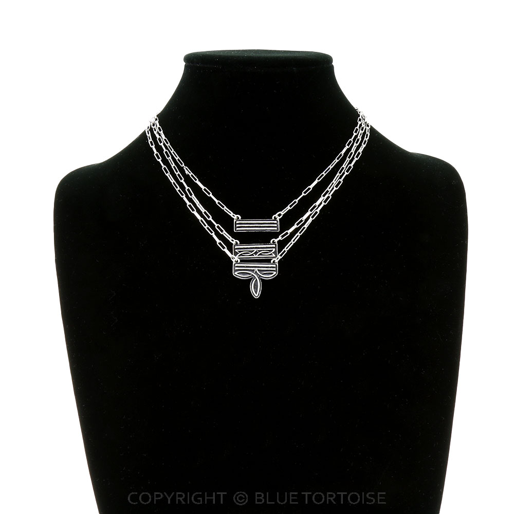 Western Boot Stitch 3 Layered Necklace - Image 2
