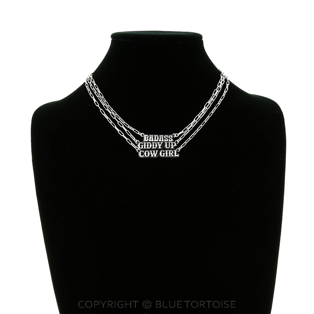 Western Cowgirl Theme 3 Layered Necklace - Image 2