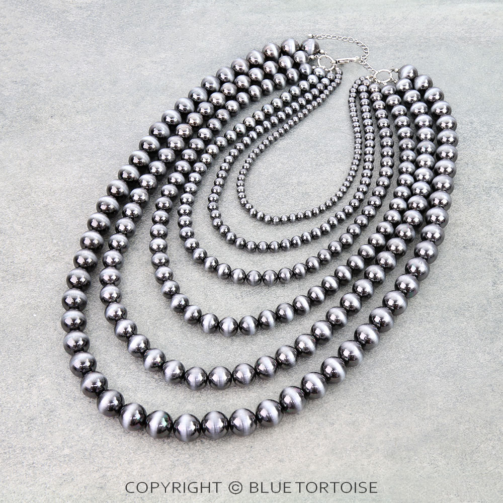 6 Layered Navajo Style Pearl Necklace