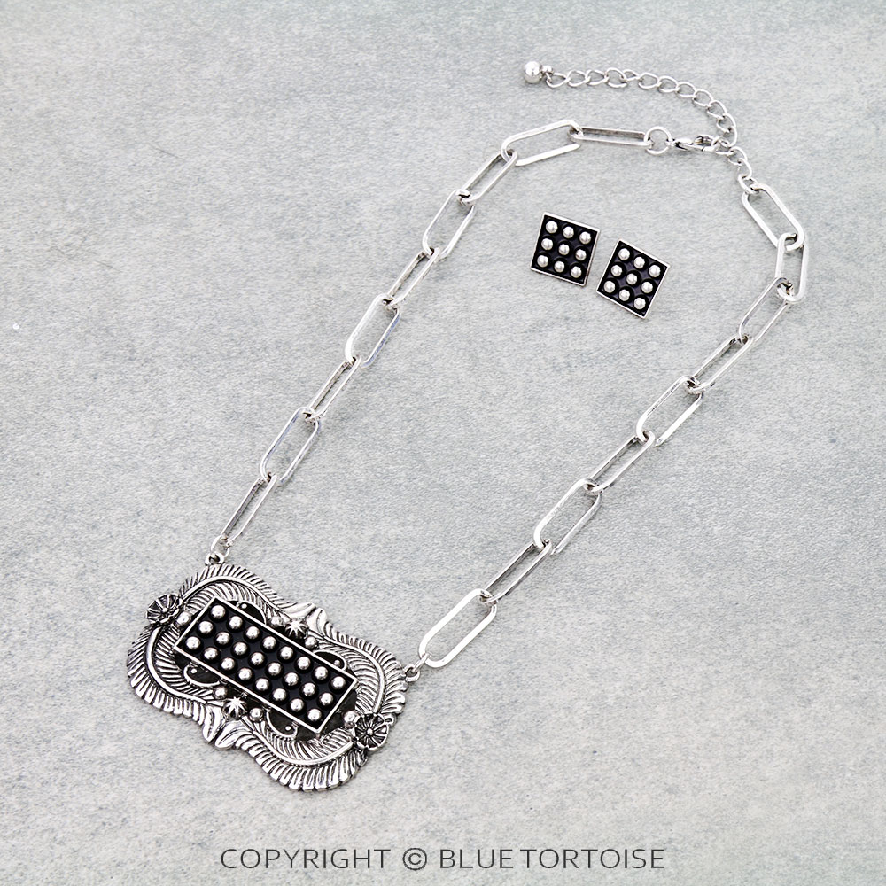 Western Bubble Concho Necklace Set