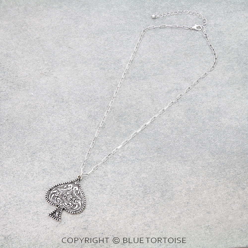 Western Etched Spade Necklace