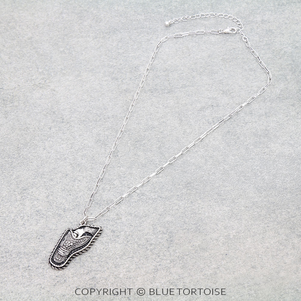 Western Etched Pistol Necklace
