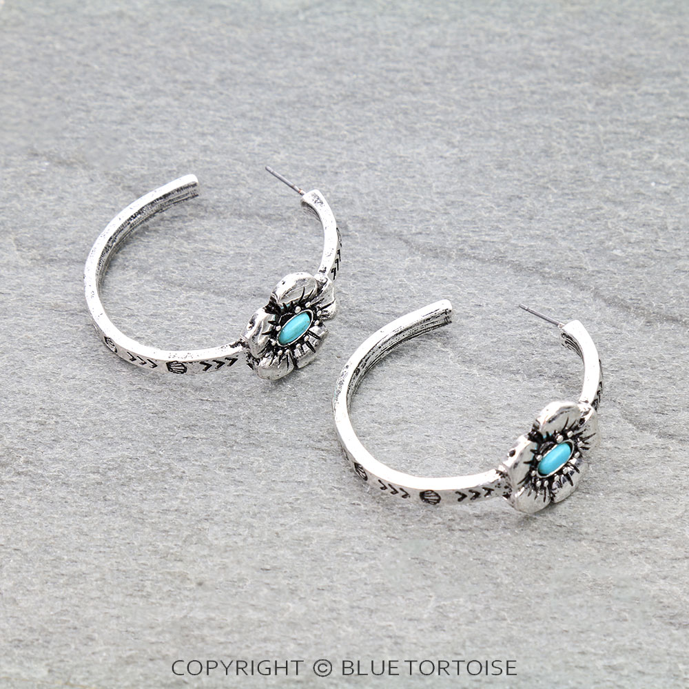 Flower TXR Hoop Earrings