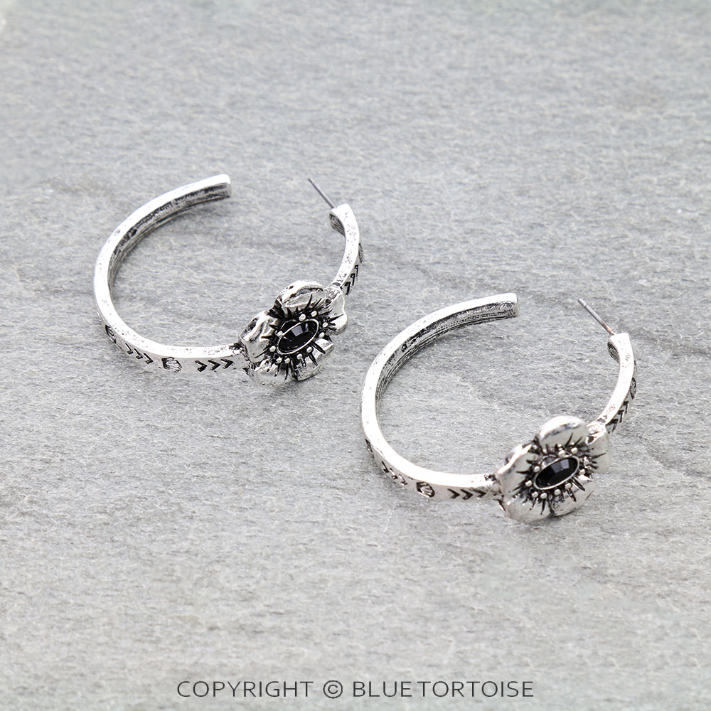 Flower TXR Hoop Earrings