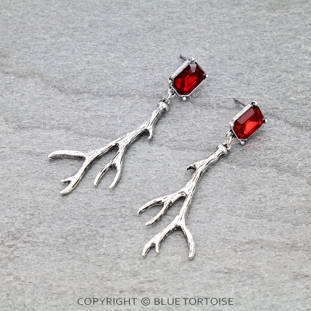 Western Antler Rhinestone Stud Earrings