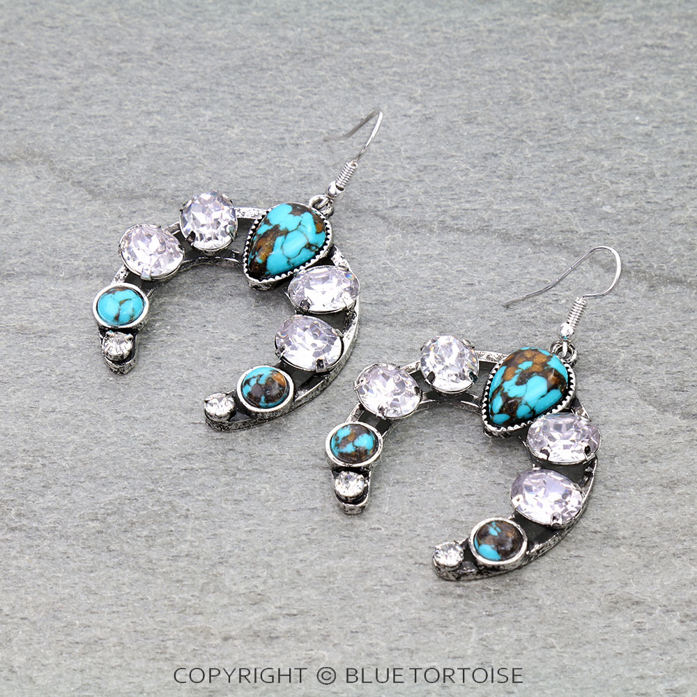 Squash Blossom Rhinestone Dangle Earrings