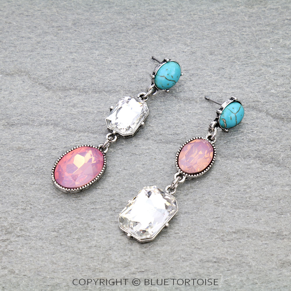 Rhinestone Drop Stud Earrings