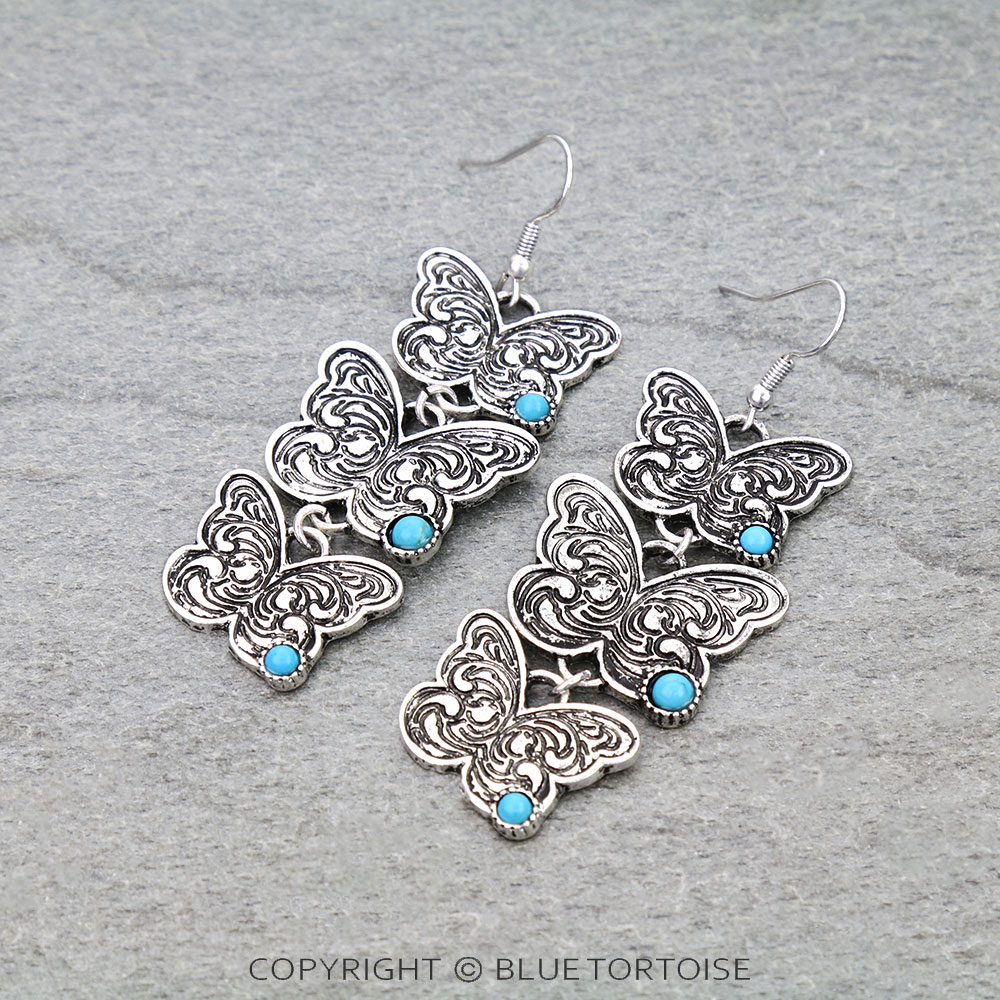 Western Butterfly Drop Dangle Earrings