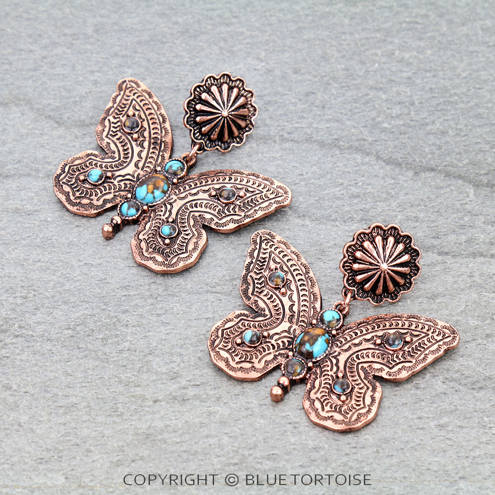Western TXR Butterfly Concho Stud Earrings