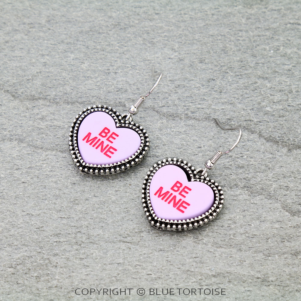 BE MINE Heart Shape Dangle Earrings