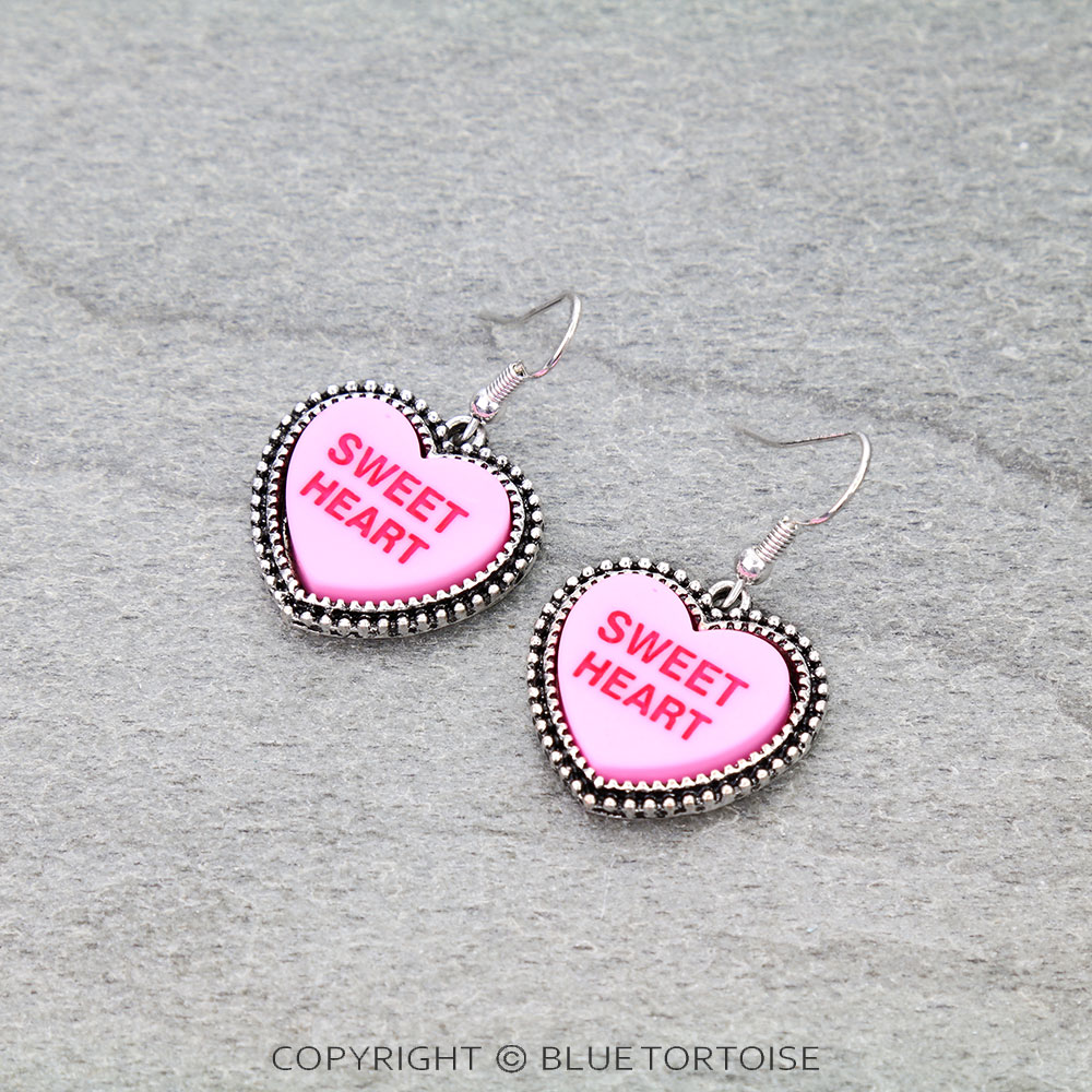 SWEET HEART Heart Shape Dangle Earrings