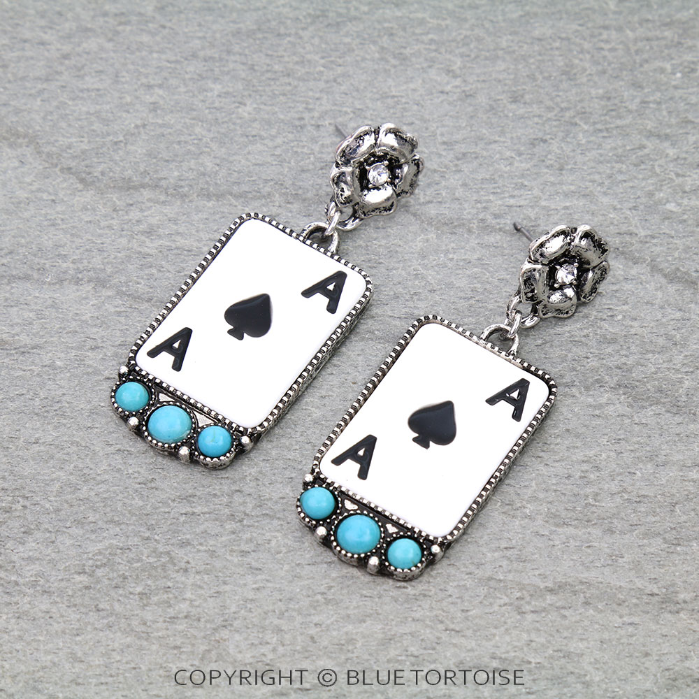 Ace of Spades Stone Stud Earrings