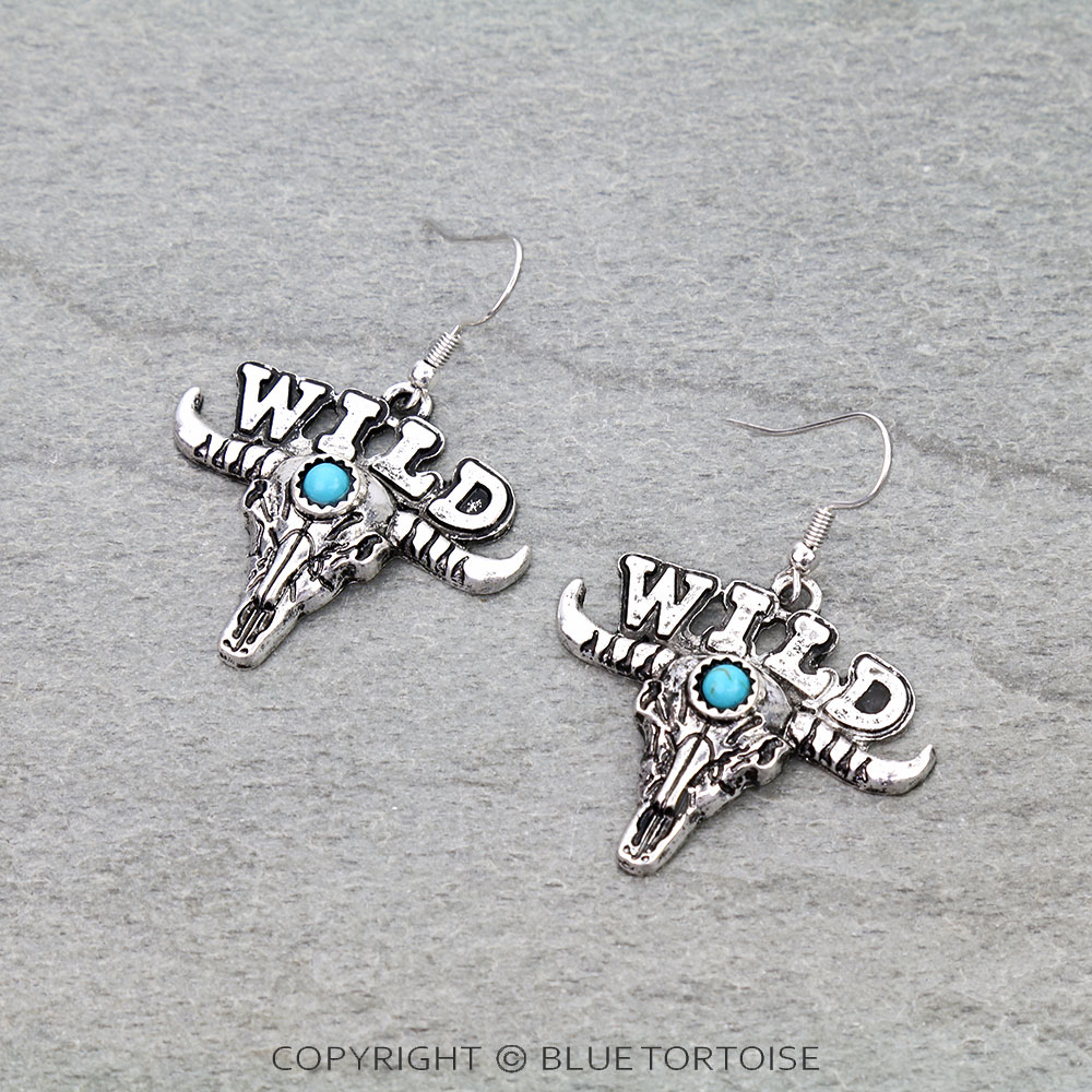 WILD Steer Skull Dangle Earrings