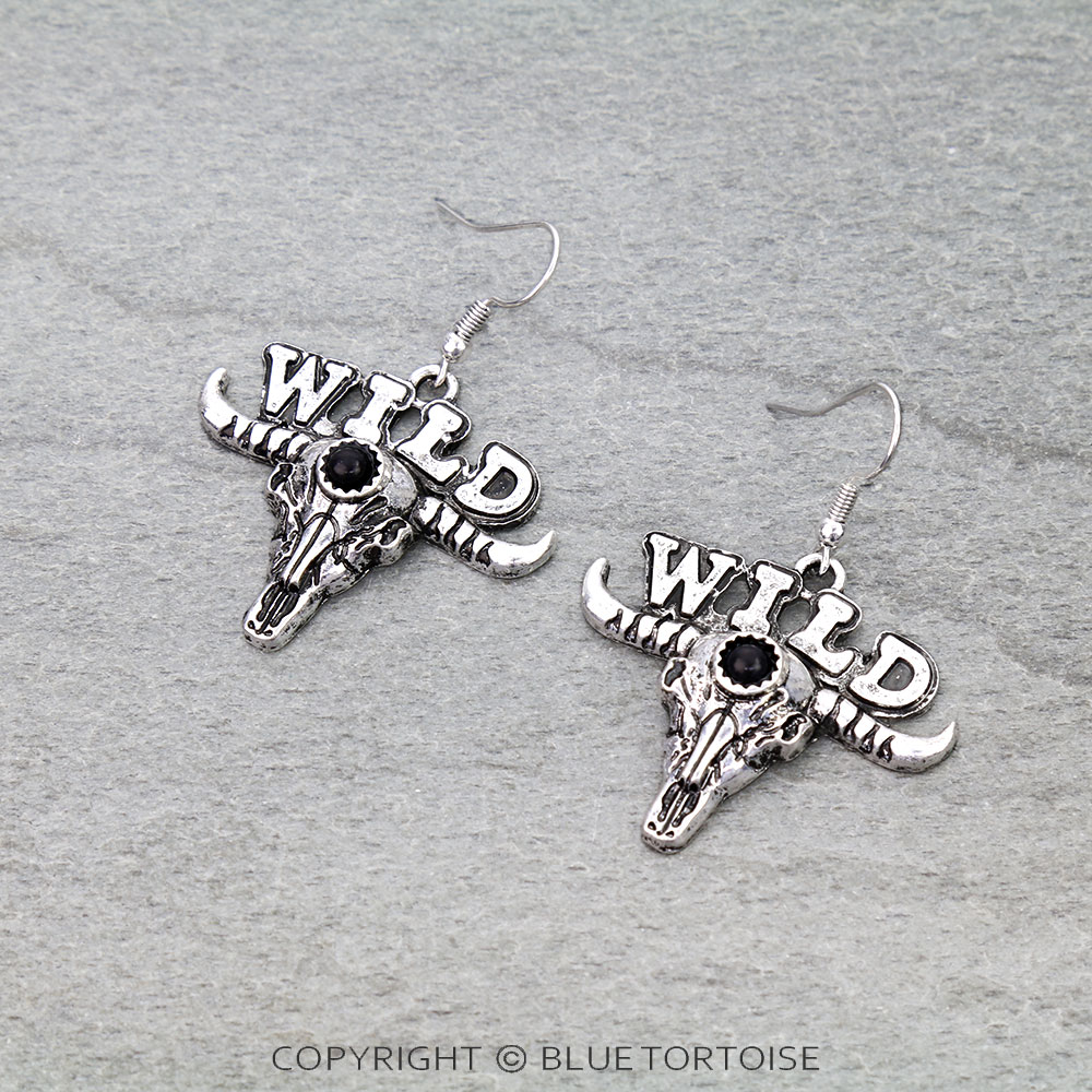 WILD Steer Skull Dangle Earrings